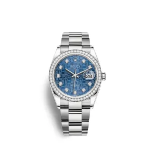 Rolex Datejust 36mm - Ref: 126284rbr-0004 - Blue Jubilee Diamond Dial & Diamond Bezel, Stainless Steel Oyster Bracelet Watch