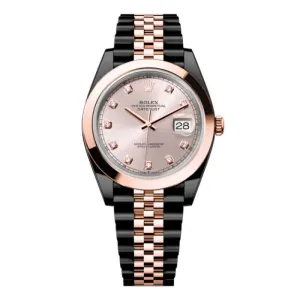 Rolex Datejust 41mm - Ref: 126301-0008 (PVD) - Sundust Diamond Dial, Two Tone Black PVD & 18K Rose Gold Jubilee Bracelet Men's Watch