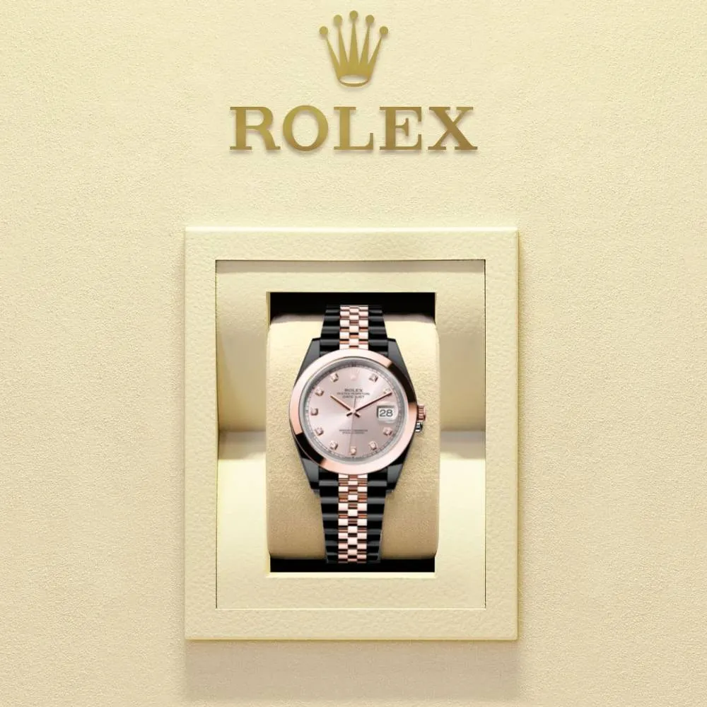 Rolex Datejust 41mm - Ref: 126301-0008 (PVD) - Sundust Diamond Dial, Two Tone Black PVD & 18K Rose Gold Jubilee Bracelet Men's Watch