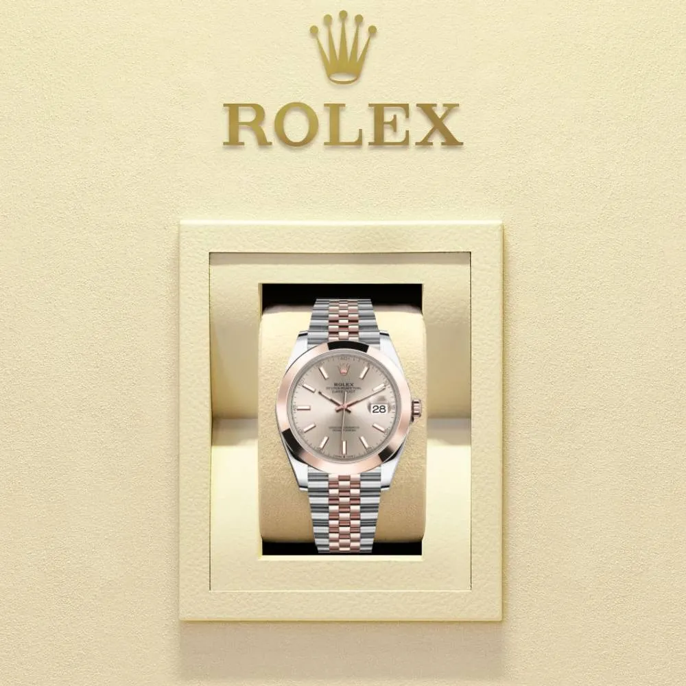 Rolex Datejust 41mm - Ref: 126301-0010 - Sundust Stick Dial, Two Tone Stainless Steel & 18K Rose Gold Oyster Bracelet Men's Watch