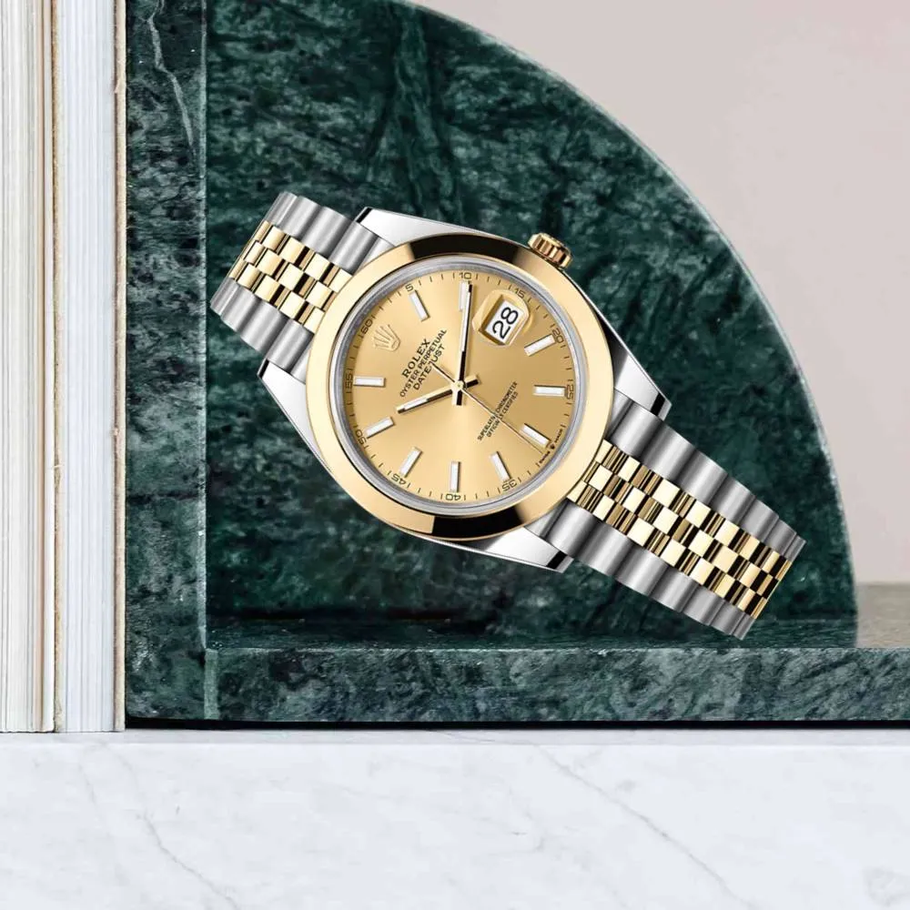 Rolex Datejust 41mm - Ref: 126303-0010 - Champagne Stick Dial, Two Tone Stainless Steel & 18K Yellow Gold Jubilee Bracelet Men's Watch