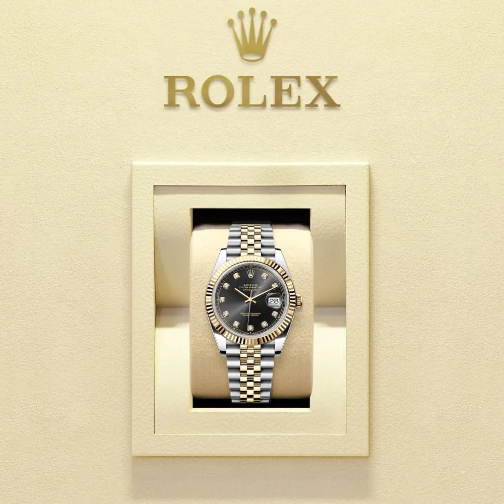 Rolex Datejust 41mm - Ref: 126333-0006 - Black Diamond Dial, Two Tone Stainless Steel & 18K Yellow Gold Jubilee Bracelet Men's Watch