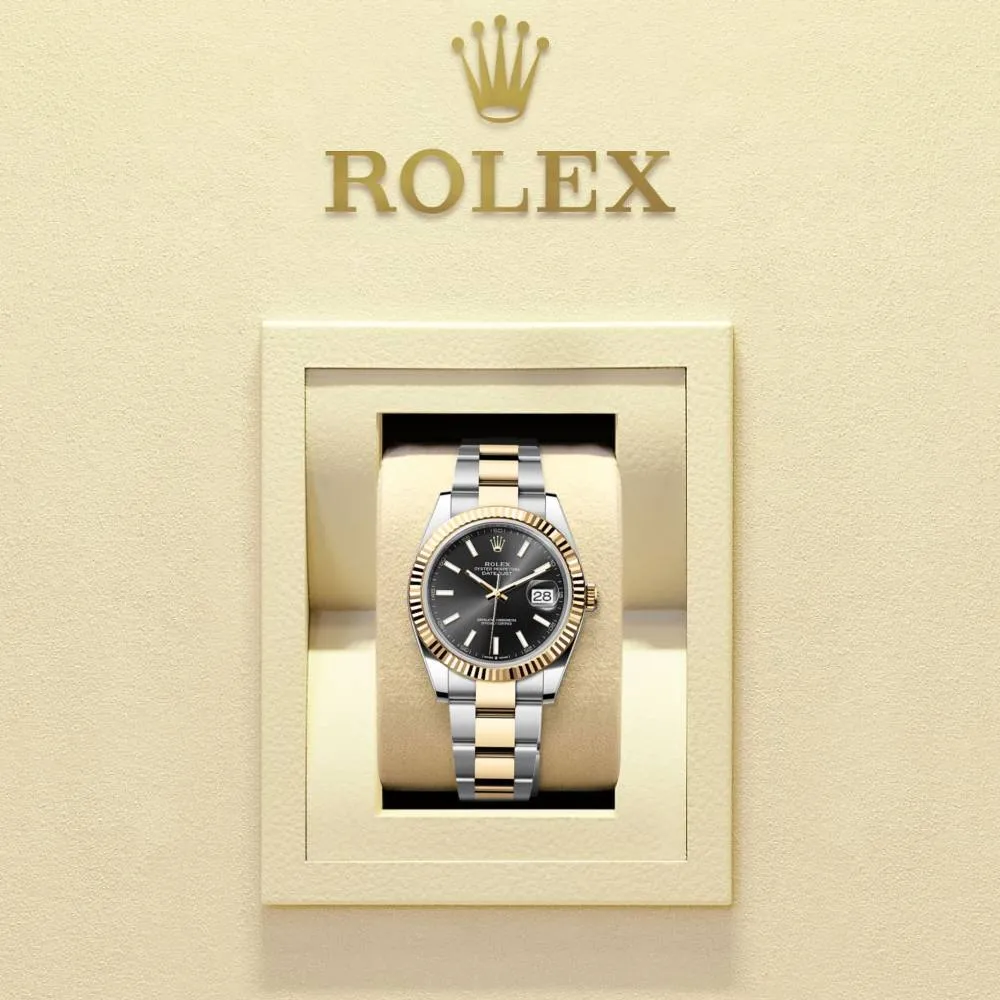 Rolex Datejust 41mm - Ref: 126333-0013 - Black Stick Dial, Two Tone Stainless Steel & 18K Yellow Gold Oyster Bracelet Men's Watch