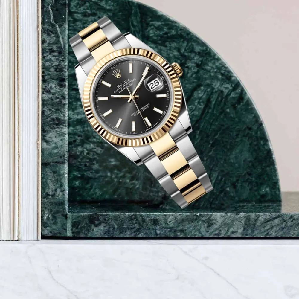 Rolex Datejust 41mm - Ref: 126333-0013 - Black Stick Dial, Two Tone Stainless Steel & 18K Yellow Gold Oyster Bracelet Men's Watch