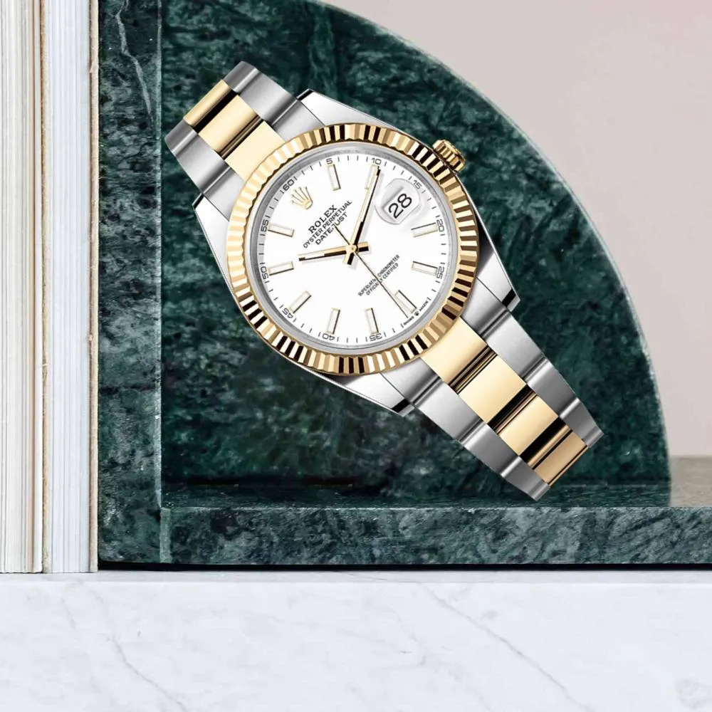 Rolex Datejust 41mm - Ref: 126333-0015 - White Stick Dial, Two Tone Stainless Steel & 18K Yellow Gold Oyster Bracelet Men's Watch