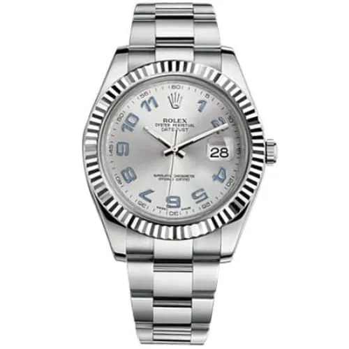 Rolex Datejust II 41mm - Ref: 116334 rblao - Silver Diamond Dial, Stainless Steel Oyster Bracelet Men's Watch