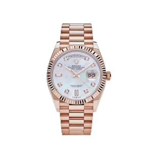 Rolex Day-Date 36 128235 Rose Gold Mother of Pearl Diamond Dial
