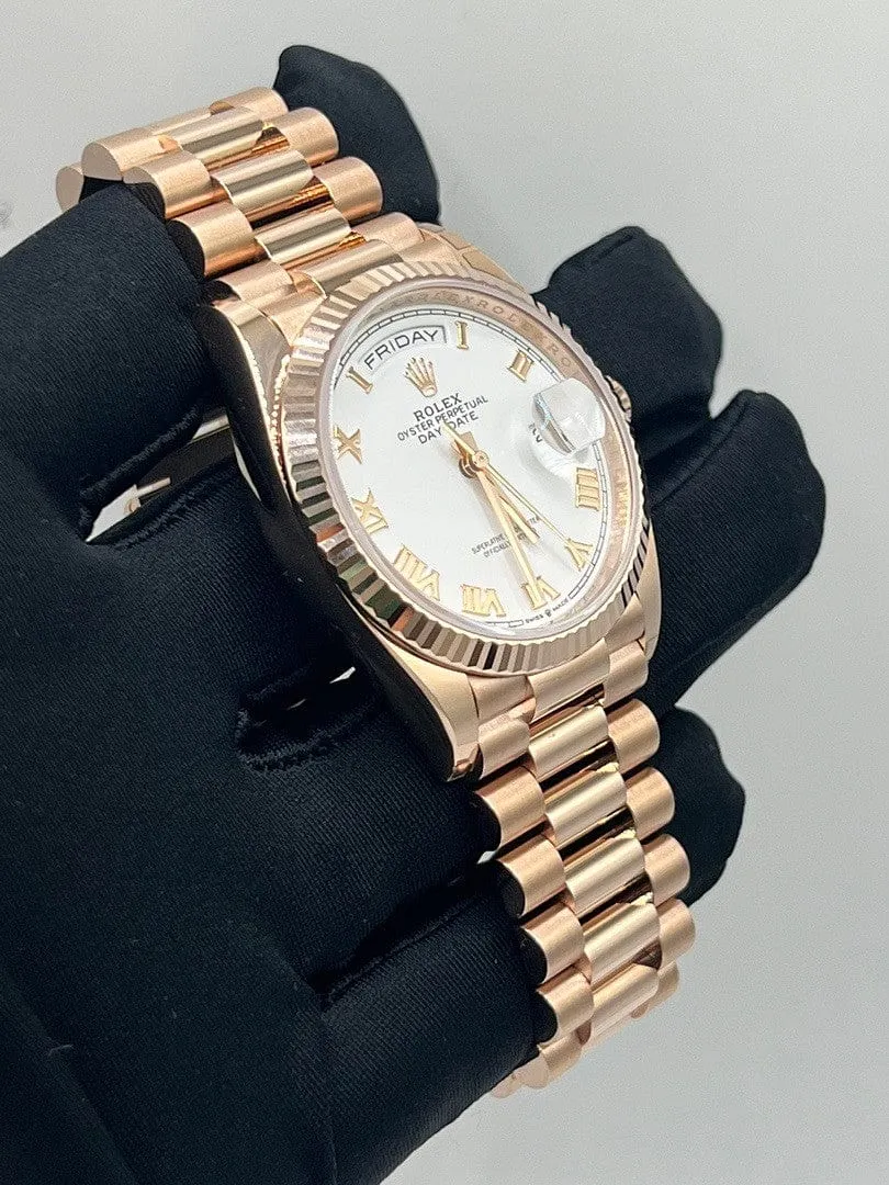 Rolex Day-Date 36 128235 Rose Gold White Dial