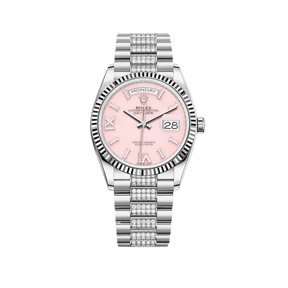 Rolex Day-Date 36 128239 White Gold Pink Diamond Dial