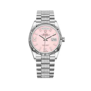 Rolex Day-Date 36 128239 White Gold Pink Diamond Dial