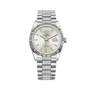 Rolex Day-Date 36 128239 White Gold Silver Dial