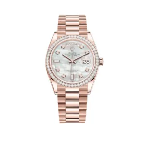 Rolex Day-Date 36 128345RBR Rose Gold Mother of Pearl Diamond Bezel (2025)