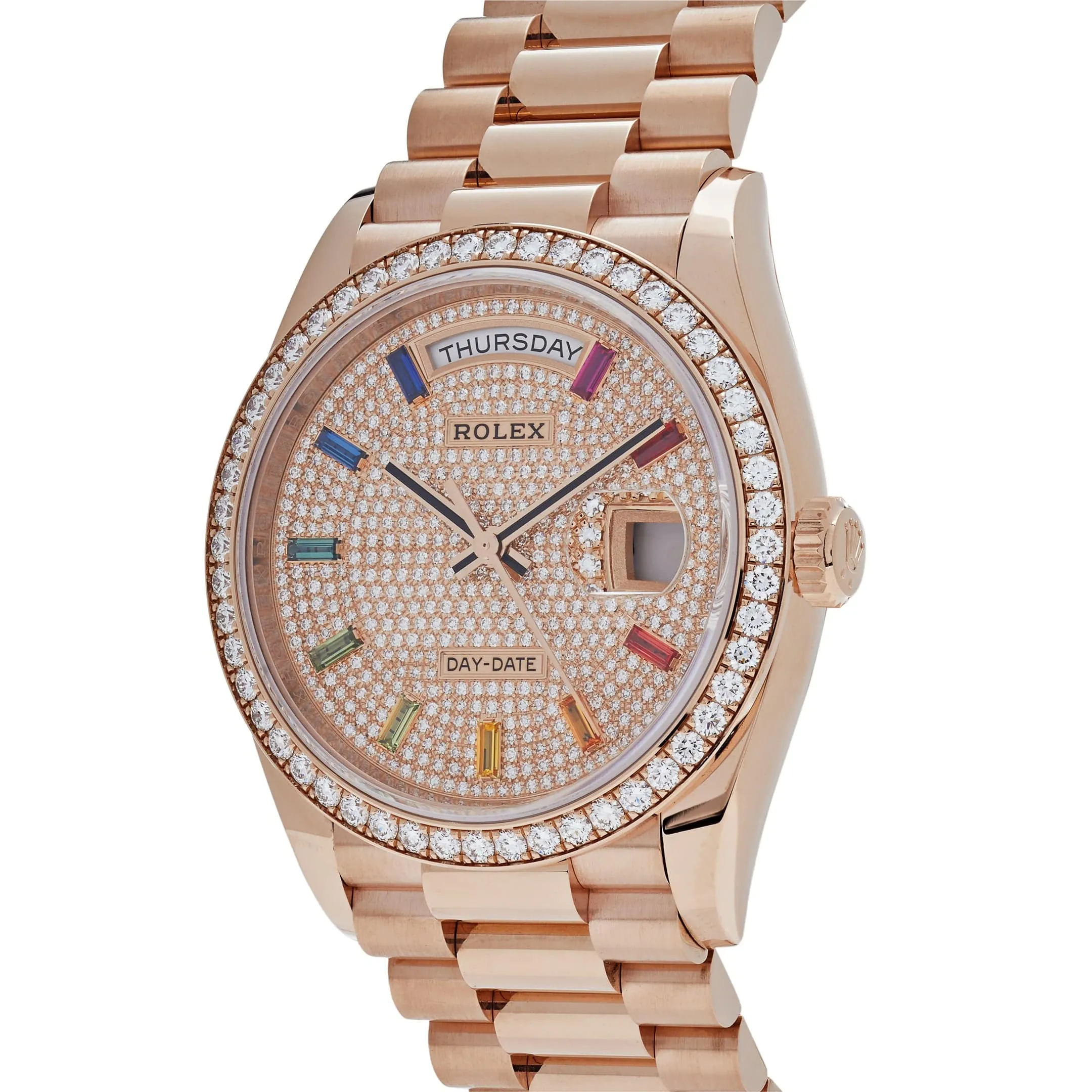 Rolex Day-Date 36 128345RBR Rose Gold Rainbow Diamond Pave Dial (2021)