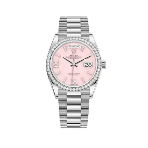 Rolex Day-Date 36 128349RBR White Gold Diamond Bezel Pink Diamond Dial (2020)
