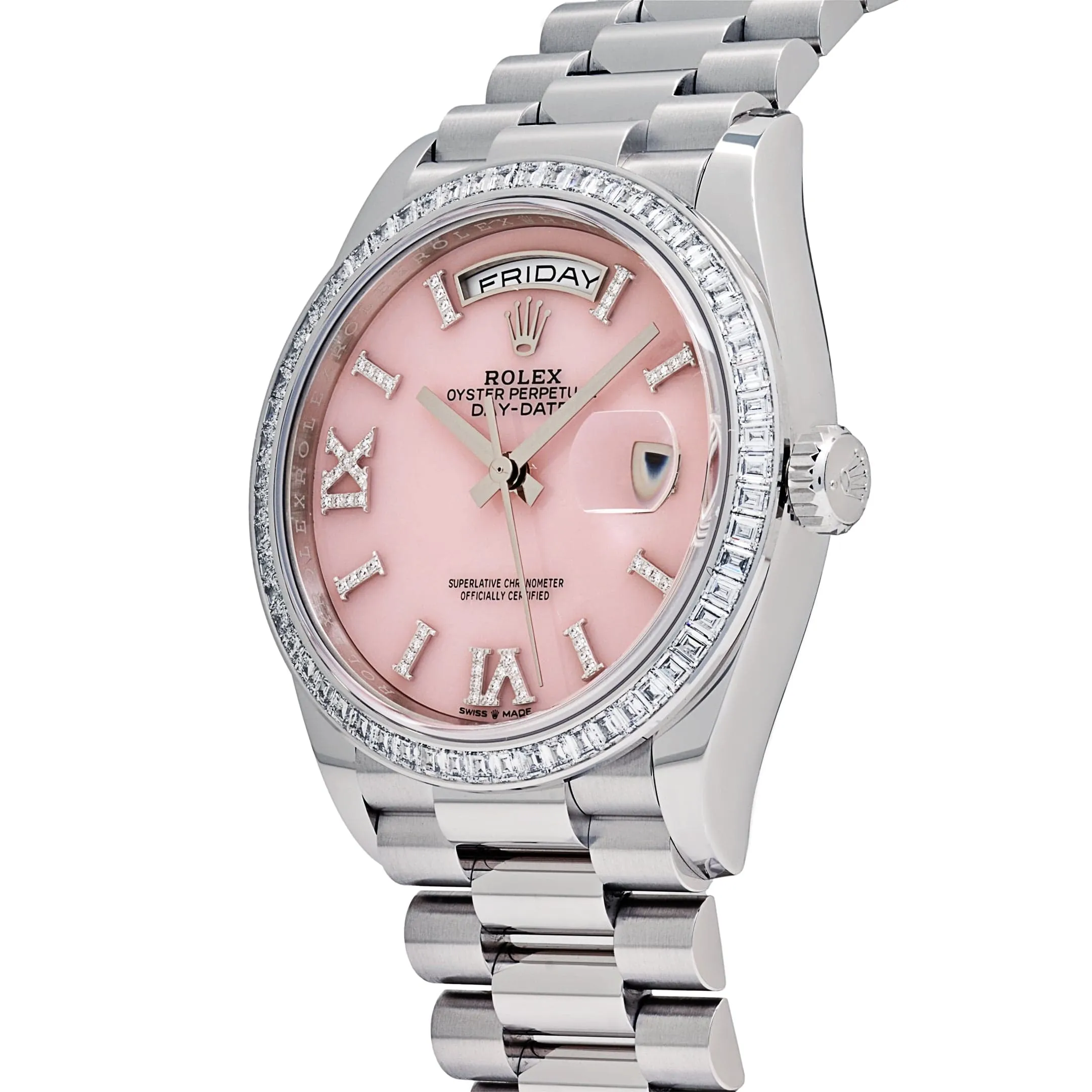 Rolex Day-Date 36 128396TBR Platinum Pink Opal Diamond Dial and Bezel (2023)