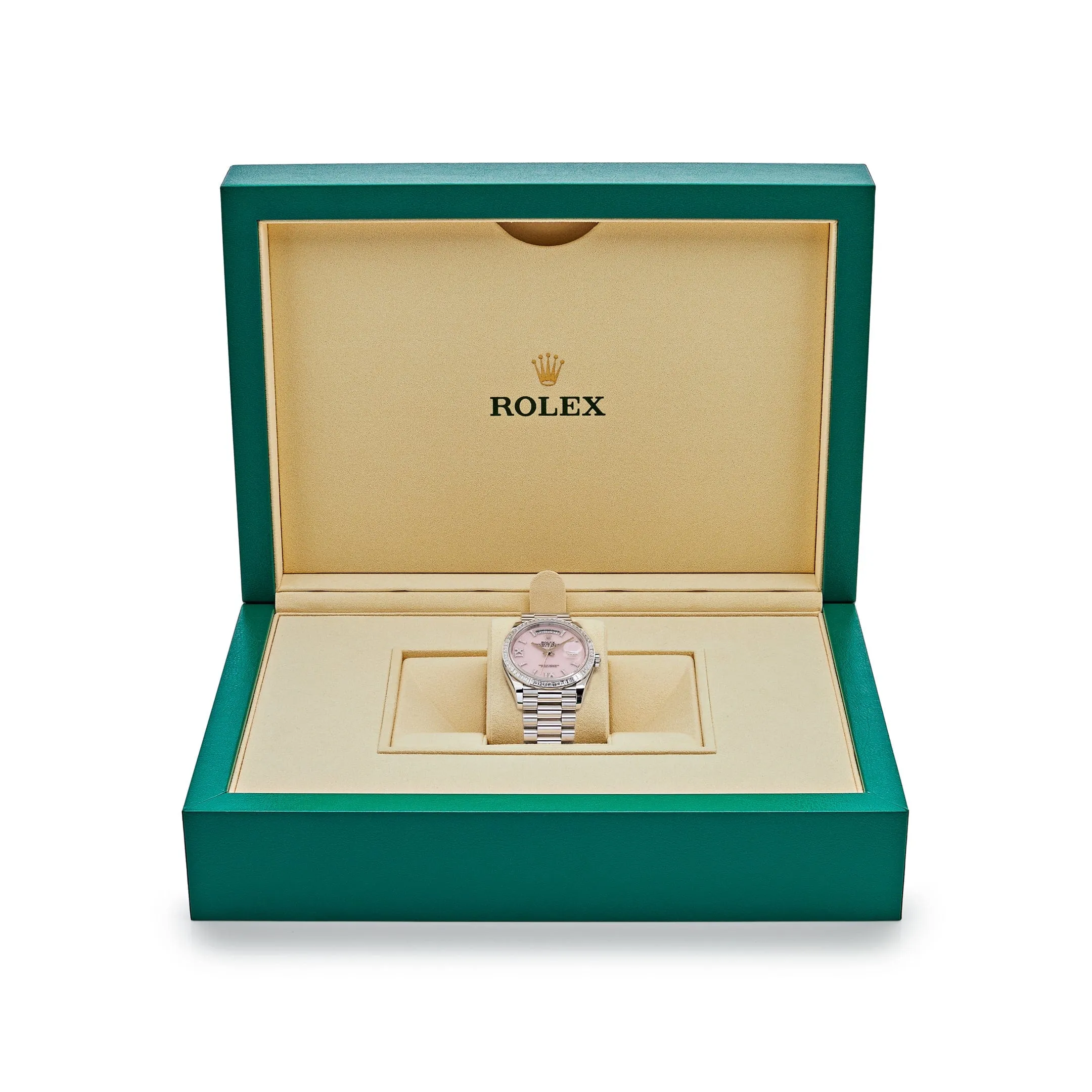 Rolex Day-Date 36 128396TBR Platinum Pink Opal Diamond Dial and Bezel (2023)