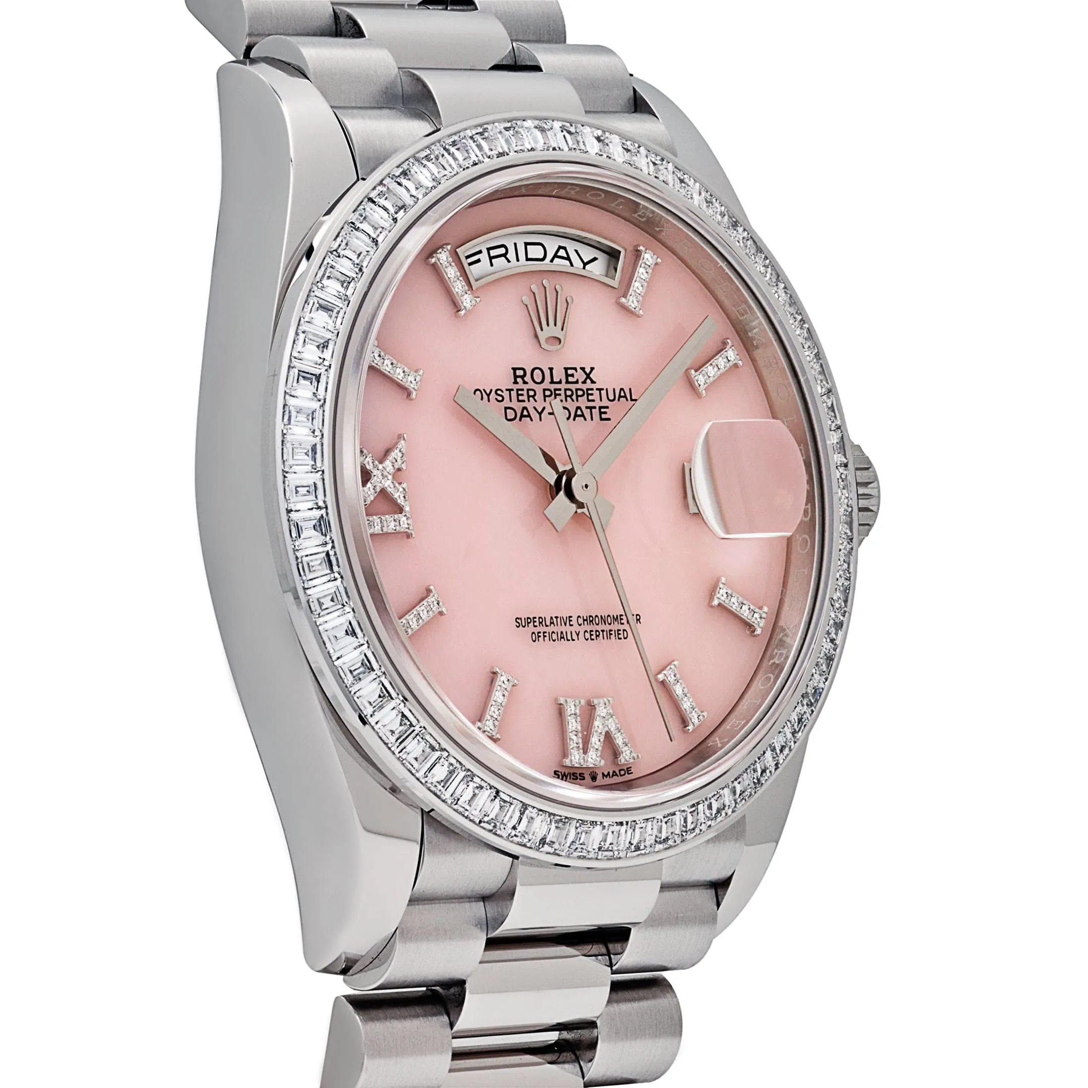 Rolex Day-Date 36 128396TBR Platinum Pink Opal Diamond Dial and Bezel (2023)