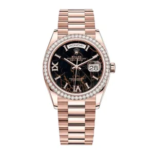 Rolex Day Date 36mm - Ref: 128345rbr-0044 - Eisenkiesel Diamond Dial & Diamond Bezel, 18K Rose Gold President Bracelet Watch