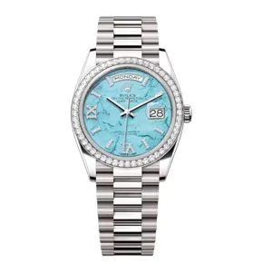 Rolex Day Date 36mm - Ref: 128349RBR - Tiffany Blue Turquoise Diamond Dial & Diamond Bezel, 18K White Gold President Bracelet Watch