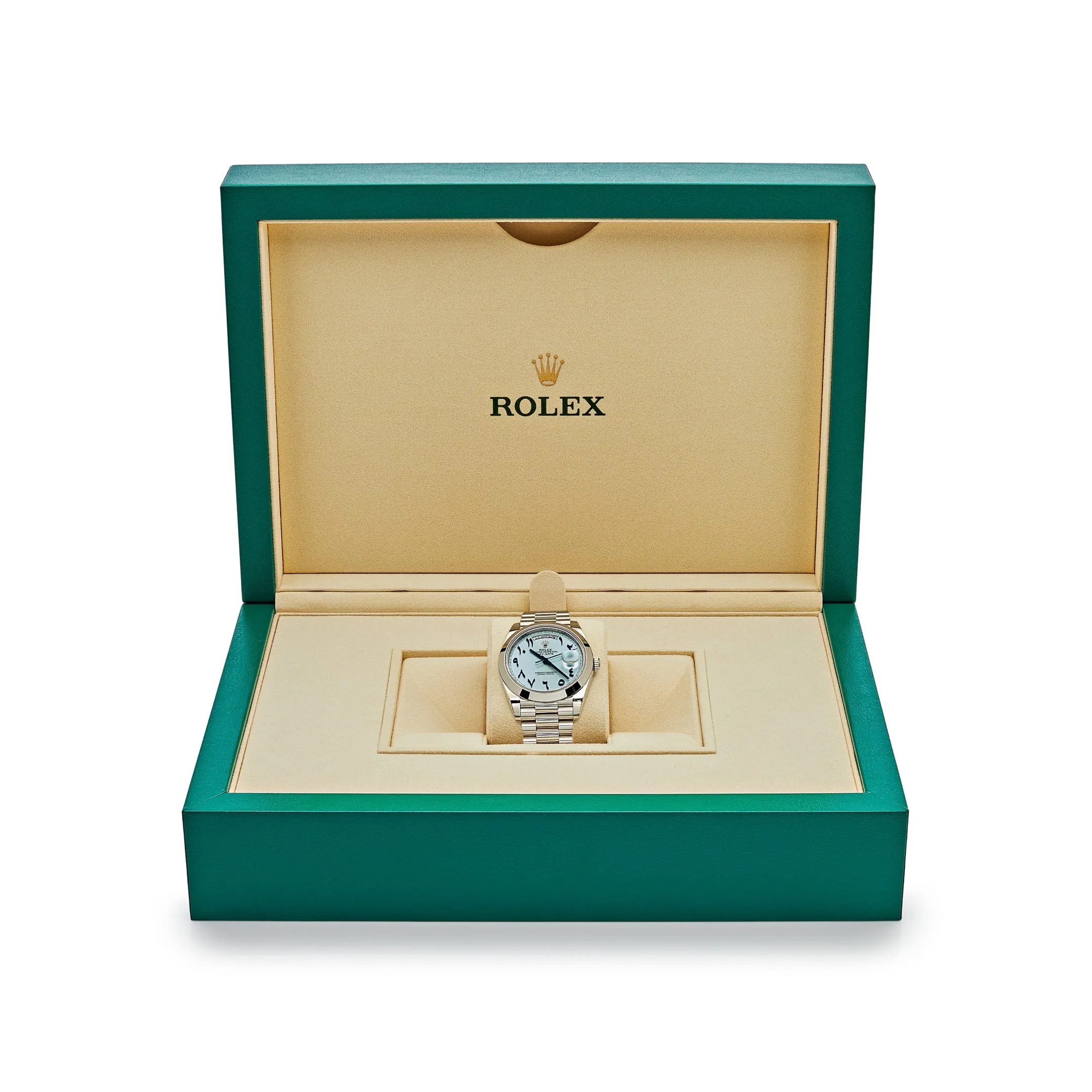 Rolex Day-Date 40 228206  Platinum Ice Blue Arabic Dial Smooth Dial