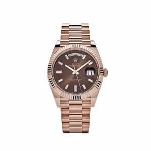 Rolex Day-Date 40 228235 Rose Gold Chocolate Baguette Diamond Dial (2024)
