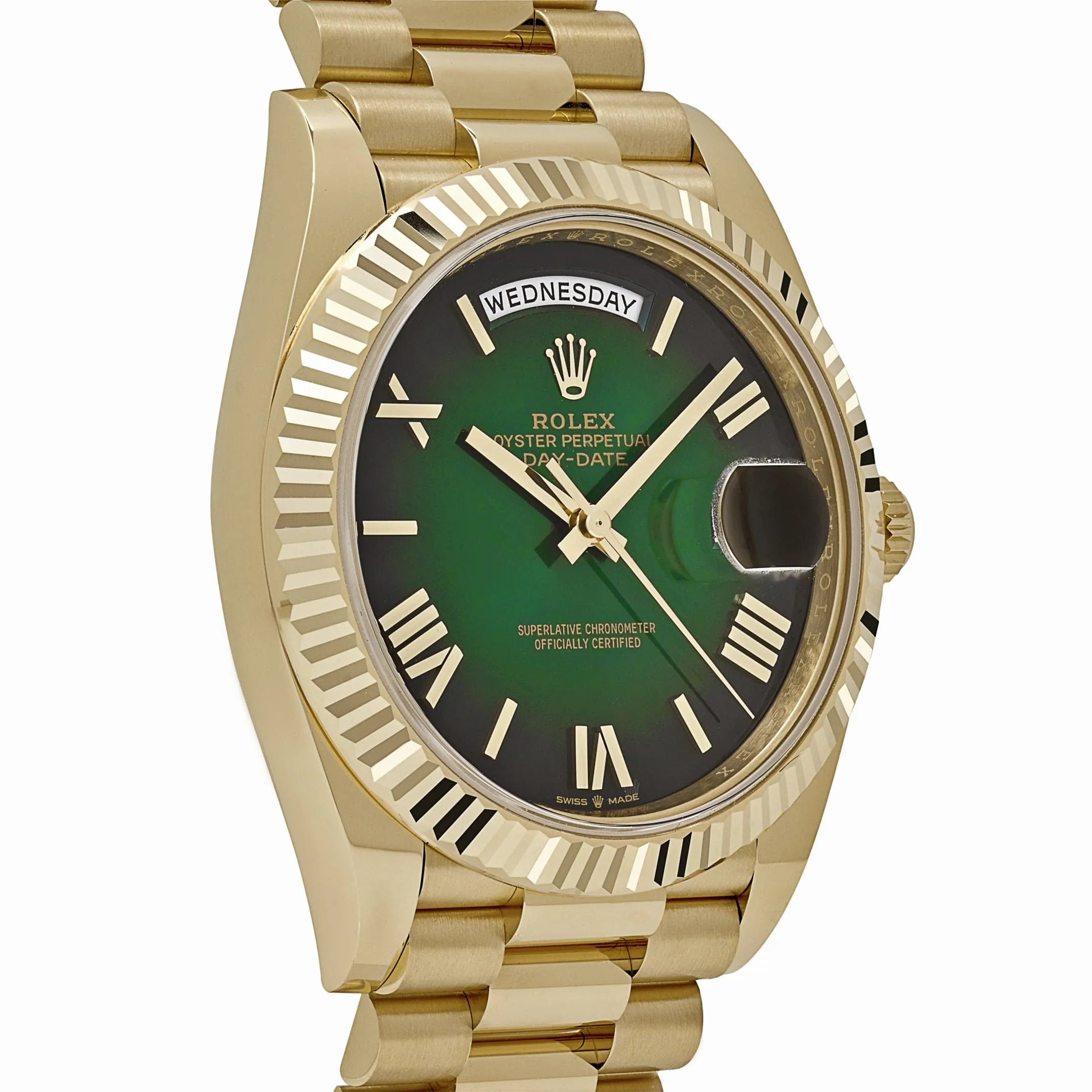 Rolex Day-Date 40 228238 Yellow Gold Green Ombre Roman Numeral Dial