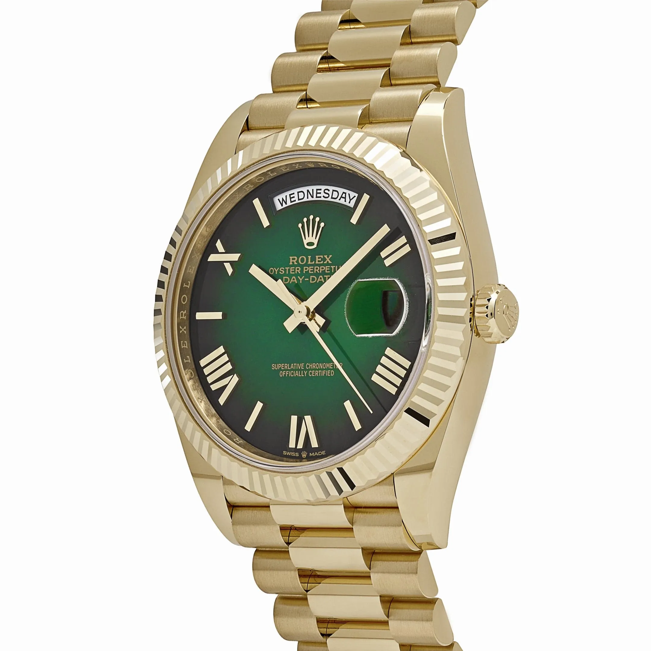 Rolex Day-Date 40 228238 Yellow Gold Green Ombre Roman Numeral Dial