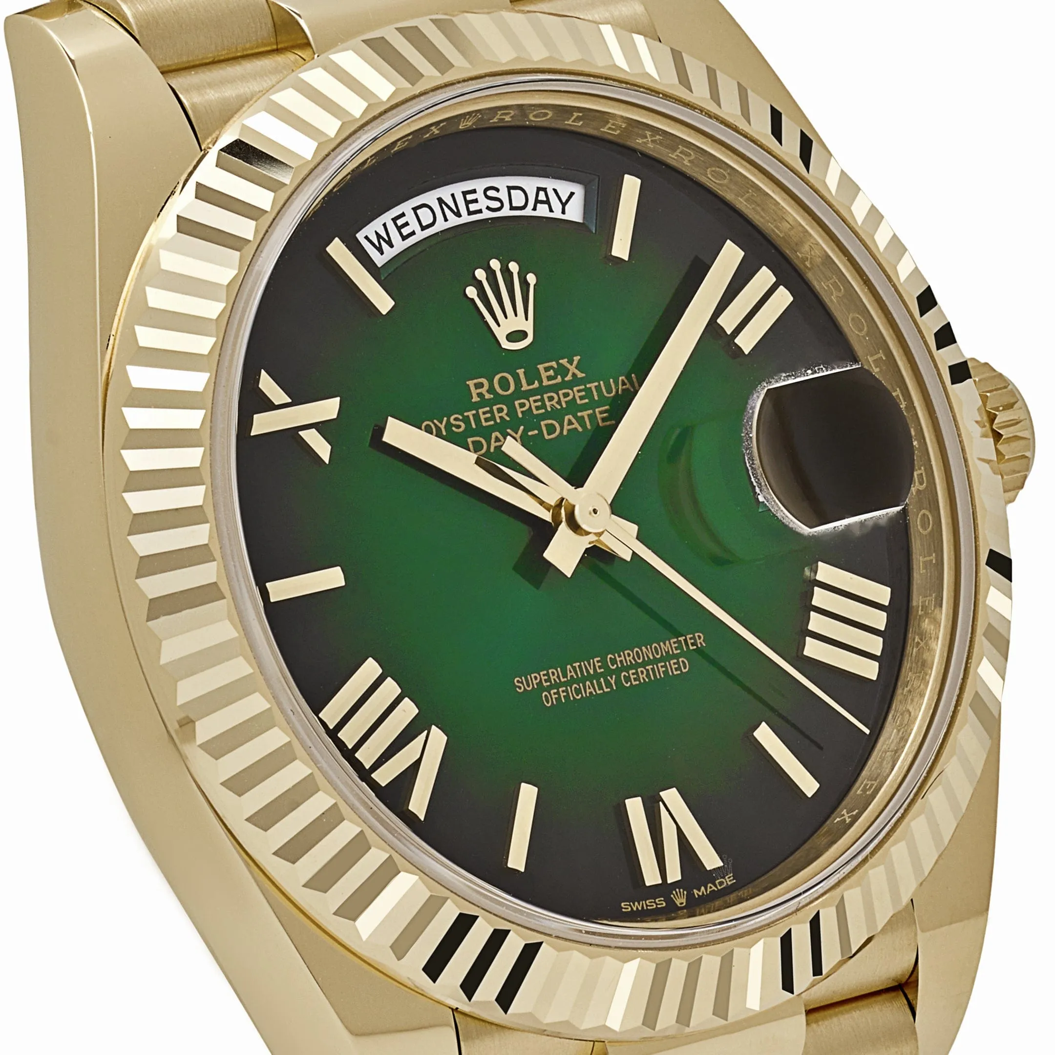 Rolex Day-Date 40 228238 Yellow Gold Green Ombre Roman Numeral Dial