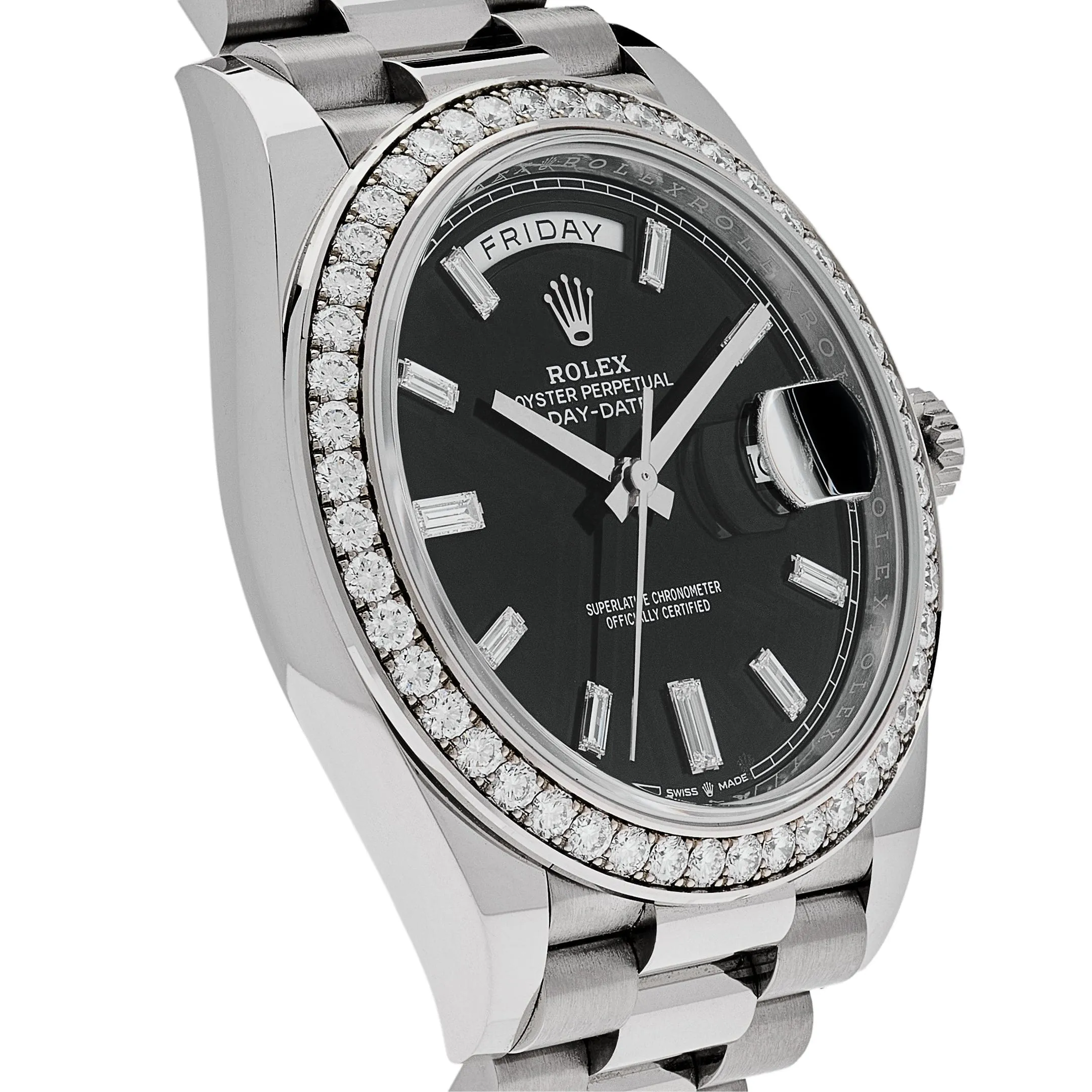 Rolex Day-Date 40 228349RBR White Gold Diamond Bezel Black Dial (2024)