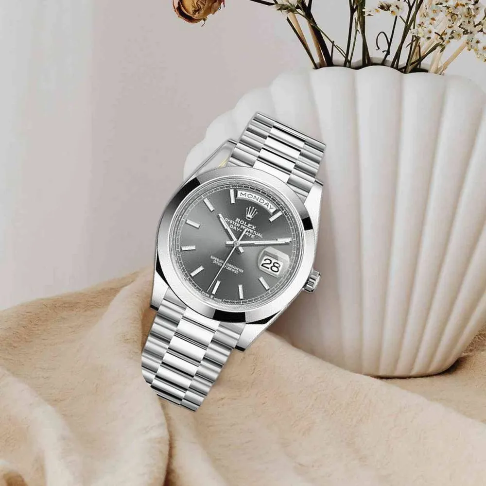 Rolex Day Date 40mm - Ref: 228206-0045 - Slate Grey Stick Dial, Platinum President Bracelet Men's Watch