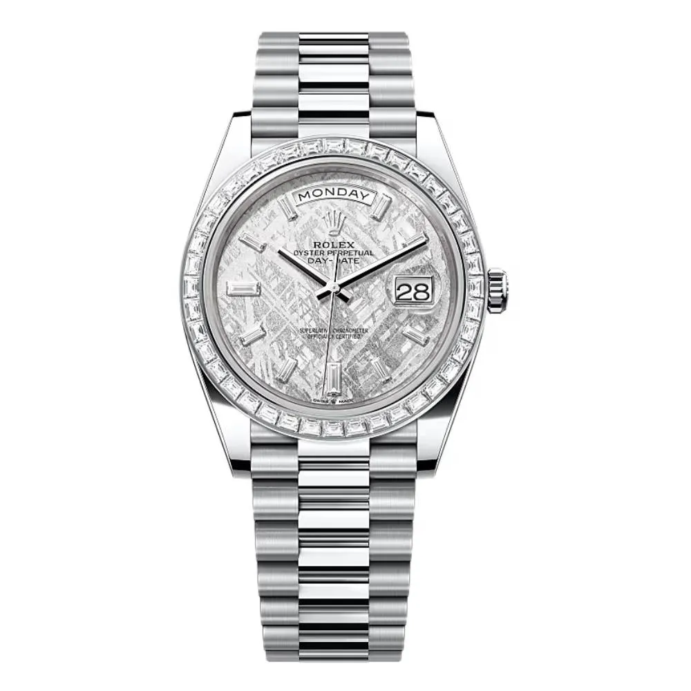 Rolex Day Date 40mm - Ref: 228396tbr-0027 - Meteorite Diamond Dial & Diamond Bezel, Platinum President Bracelet Men's Watch