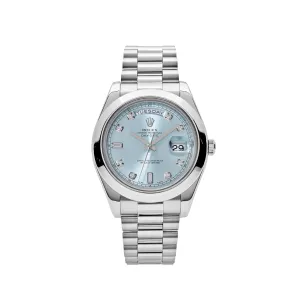 Rolex Day-Date II 218206 Platinum Blue Diamond Dial (2011)