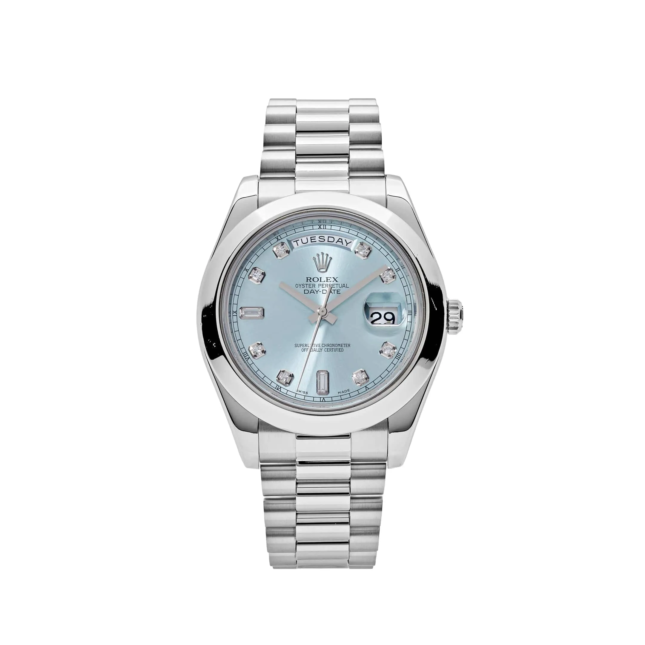 Rolex Day-Date II 218206 Platinum Blue Diamond Dial (2011)