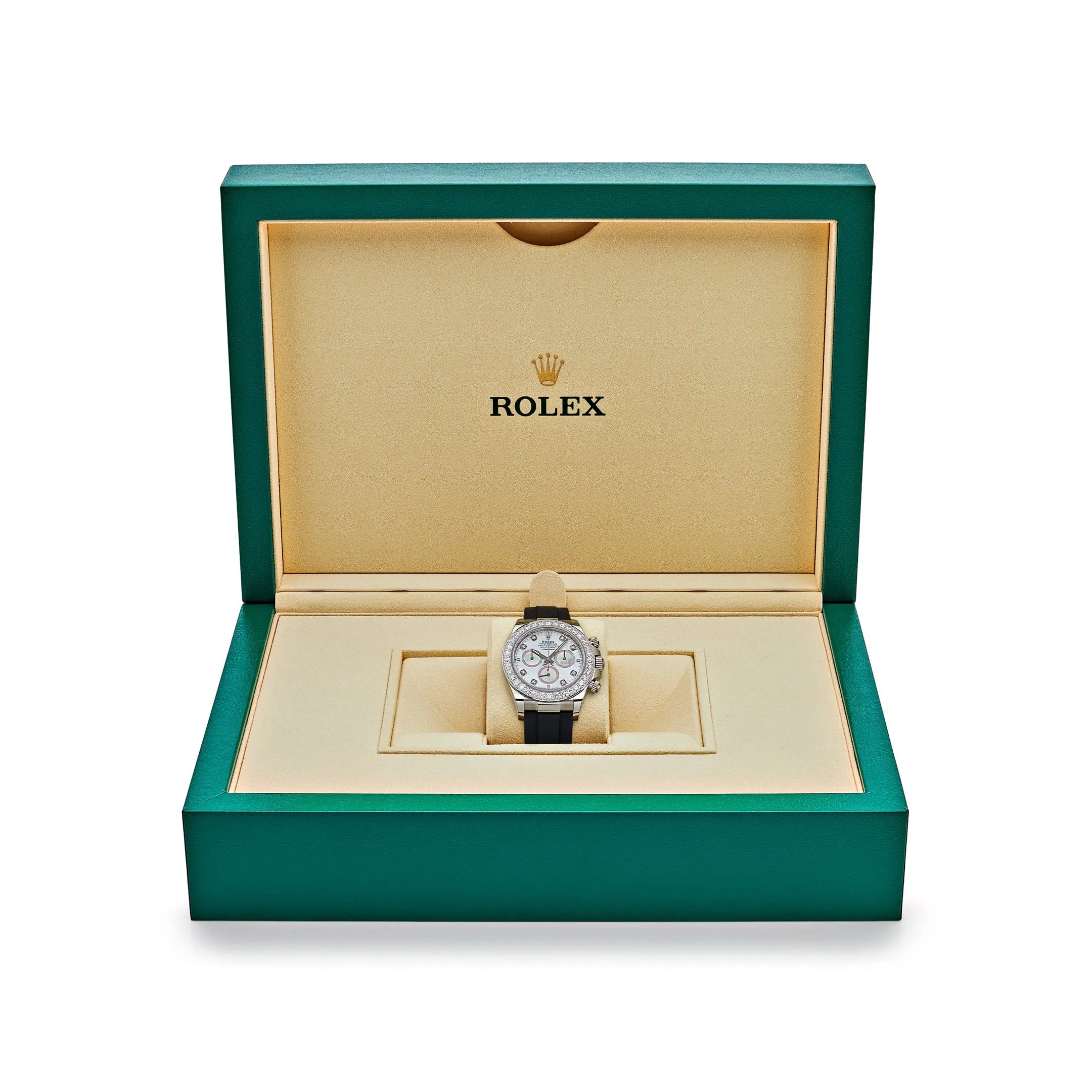 Rolex Daytona 126589RBR White Gold Diamond Mother of Pearl Dial Diamond Bezel