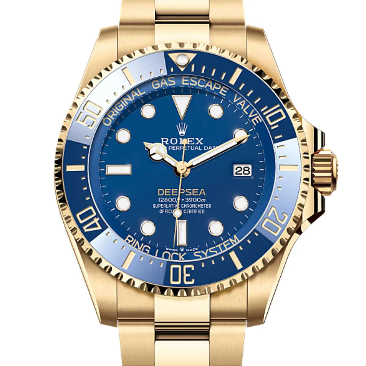 Rolex Deepsea / Sea Dweller 44mm - Ref: 136668lb-0001 - Blue Dial & Ceramic Bezel, 18K Yellow Gold Oyster Bracelet Watch
