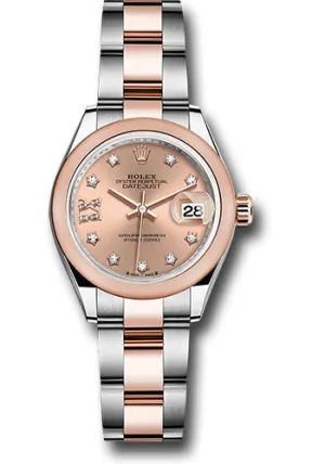Rolex Everose Rolesor Lady-Datejust Watch - Domed Bezel - Ros Star Diamond Roman 9 Dial - Oyster Bracelet - 279161 rs9dix8do