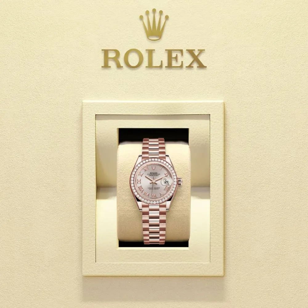 Rolex Lady Datejust 28mm - Ref: 279135rbr-0013 - Sundust Dial & Diamond Bezel, 18K Rose Gold President Bracelet Women's Watch