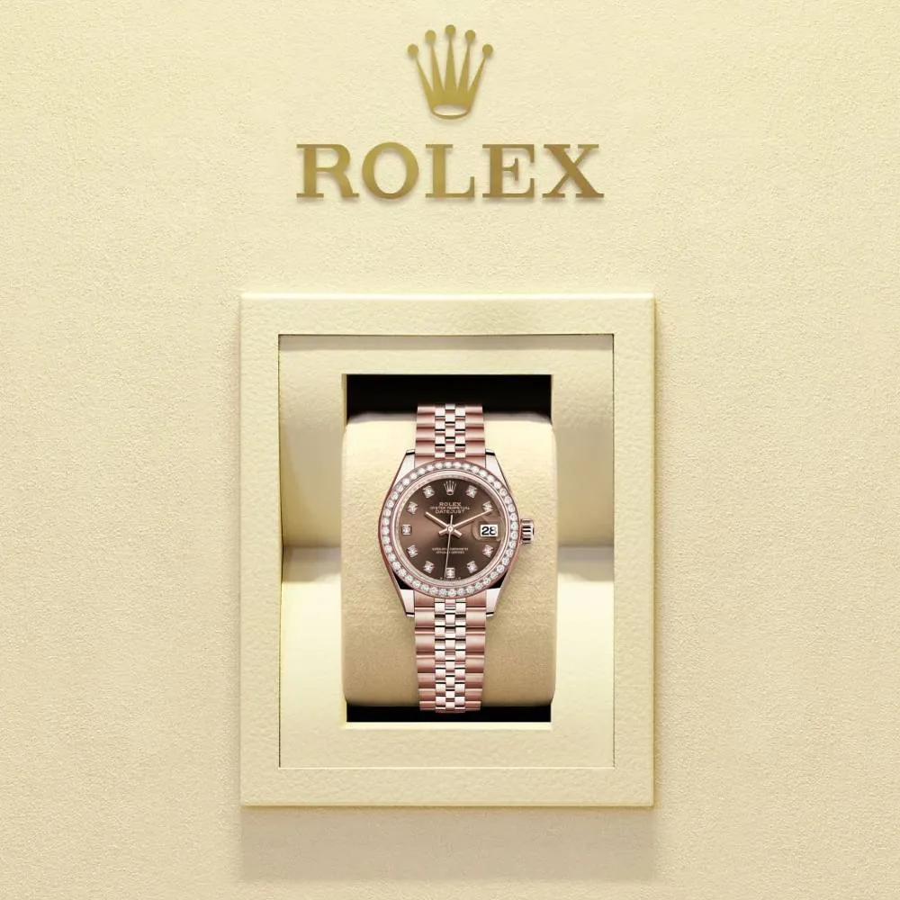 Rolex Lady-Datejust 28mm - Ref: 279135rbr-0018 - Chocolate Diamond Dial & Diamond Bezel, 18K Rose Gold Jubilee Bracelet Women's Watch