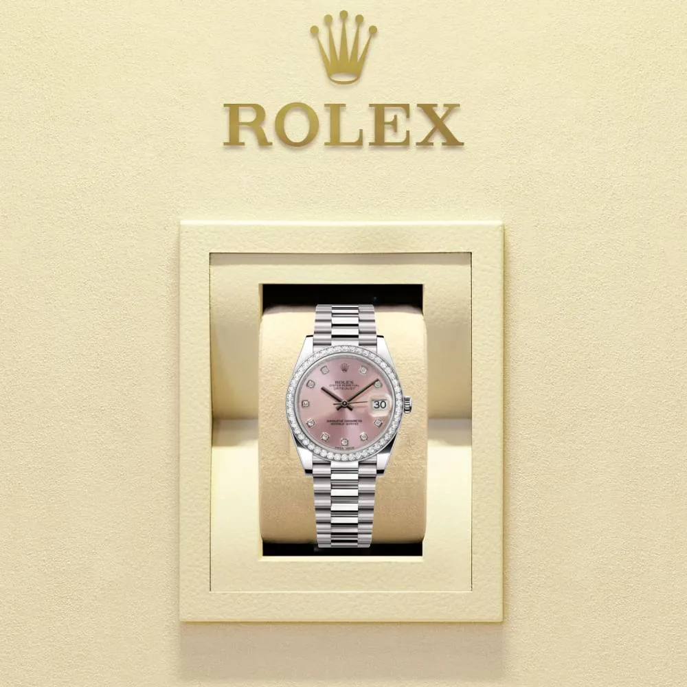 Rolex Lady-Datejust 28mm - Ref: 279136RBR pdp - Pink Diamond Dial & Diamond Bezel, Platinum Presidential Bracelet Women's Watch