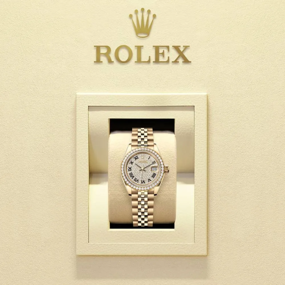 Rolex Lady Datejust 28mm - Ref: 279138rbr-0030 - Diamond Pave Dial, 18K Yellow Gold Jubilee Bracelet Women's Watch