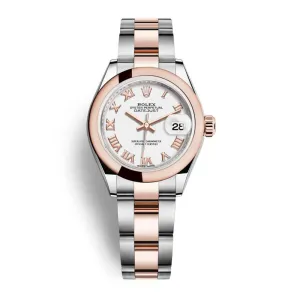 Rolex Lady-Datejust 28mm - Ref: 279161-0022 - White Roman Dial, Two Tone Stainless Steel & 18K Yellow Gold Oyster Bracelet Women's Watch