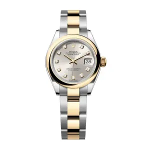 Rolex Lady-Datejust 28mm - Ref: 279163-0008 - Silver Diamond Dial, Two Tone Stainless Steel & 18K Yellow Gold Oyster Bracelet Women's Watch