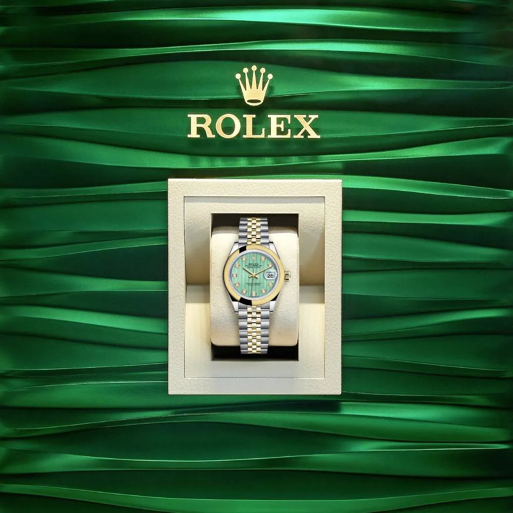 Rolex Lady-Datejust 28mm - Ref: 279163-0015 - Mint Green Diamond Dial, Two Tone Stainless Steel & 18K Yellow Gold Jubilee Bracelet Women's Watch