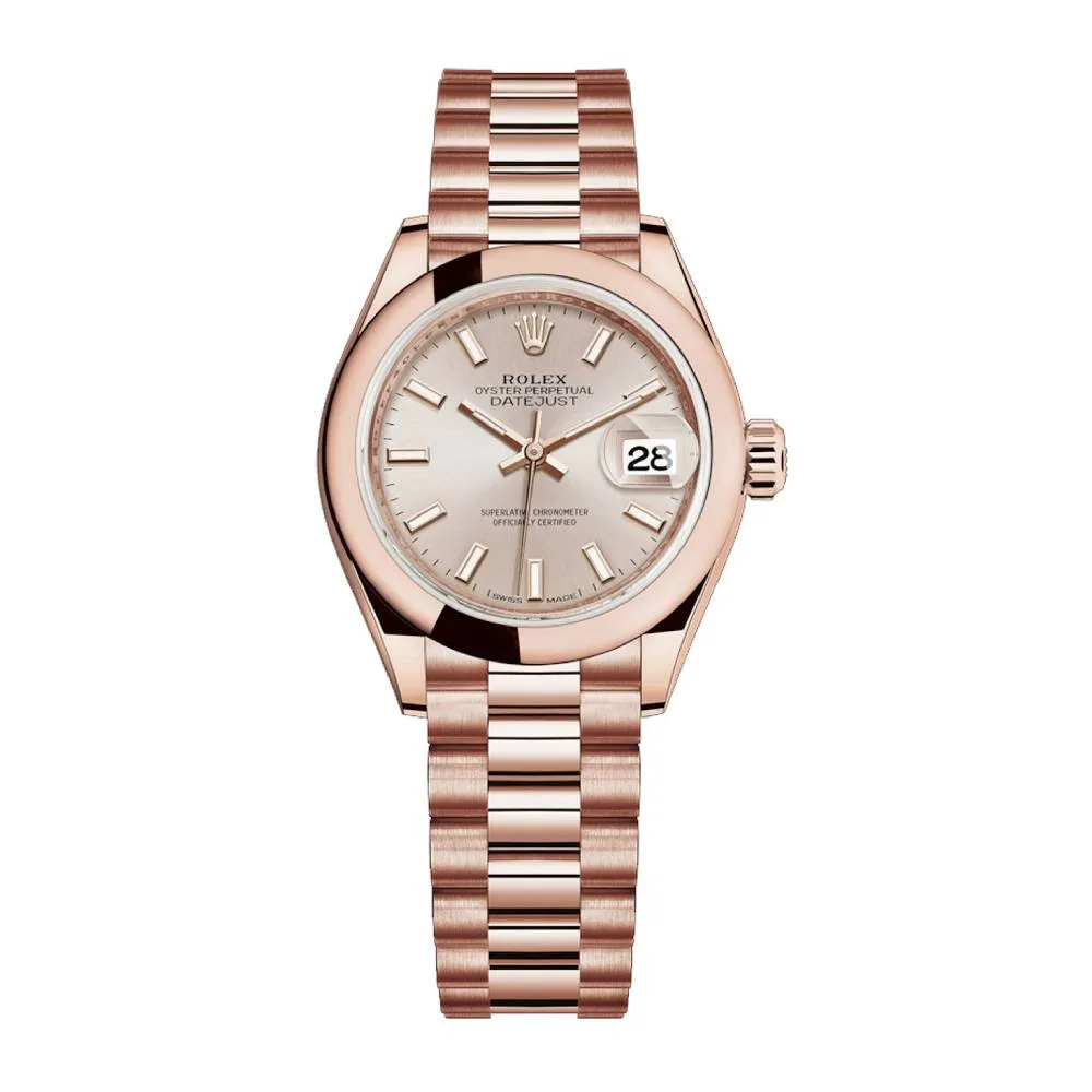 Rolex Lady Datejust 28mm - Ref: 279165-0001 - Sundust Dial, 18K Rose Gold President Bracelet Women's Watch