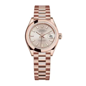 Rolex Lady Datejust 28mm - Ref: 279165-0001 - Sundust Dial, 18K Rose Gold President Bracelet Women's Watch
