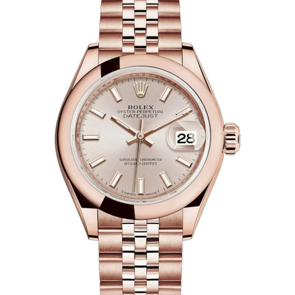 Rolex Lady Datejust 28mm - Ref: 279165-0003 - Sundust Dial, 18K Rose Gold Jubilee Bracelet Women's Watch
