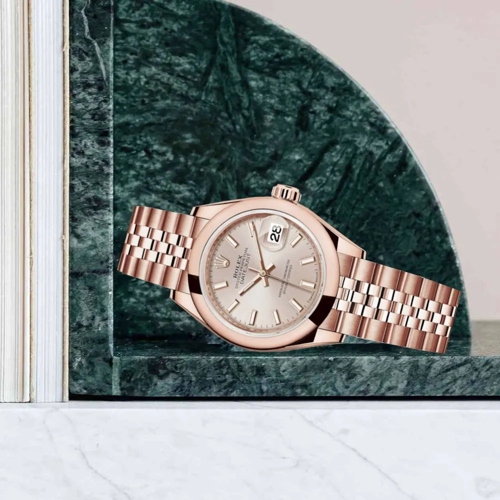 Rolex Lady Datejust 28mm - Ref: 279165-0003 - Sundust Dial, 18K Rose Gold Jubilee Bracelet Women's Watch
