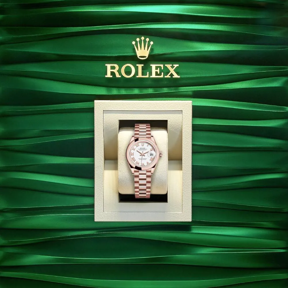 Rolex Lady Datejust 28mm - Ref: 279165-0021 - White Dial, 18K Rose Gold President Bracelet Women's Watch