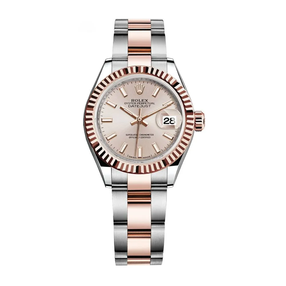Rolex Lady-Datejust 28mm - Ref: 279171-0002 - Sundust Stick Dial, Two Tone Stainless Steel & 18K Rose Gold Oyster Bracelet Women's Watch