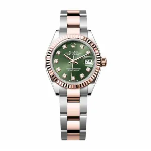 Rolex Lady-Datejust 28mm - Ref: 279171-0008 - Olive Green Diamond Dial, Two Tone Stainless Steel & 18K Rose Gold Oyster Bracelet Women's Watch